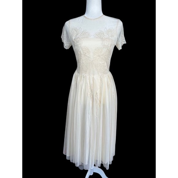 ASOS Dresses & Skirts - New ASOS Design Formal Cocktail Midi Dress Size 4 Ivory Embroidered Floral